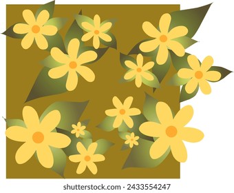 A yellow flower background with a brown backdrop