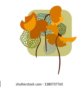 yellow flower card vector floral design element primitive scandinavian