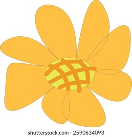 Yellow flower with a childish or simple impression and a minimalist and flat style
