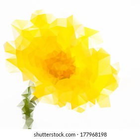 Yellow flower consisted of  triangles.