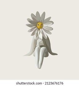 yellow flower with cute emoticon 