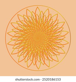 a yellow flower design in the shape of a circle intricate design showcases vibrant yellow petals arranged in a circular pattern concept illustration.