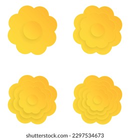 Yellow flower, Element of floral paper cut. Paper cut of flower shape. Icon of valentine day, gift, ornament, love and spring symbol. Illustration of floral.