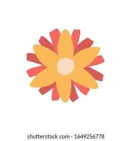 Gelbblume, flaches Design im Stil von Ikonen, Blumenpflanzendekoration und Vektorillustration-Illustration zum Thema Botanik