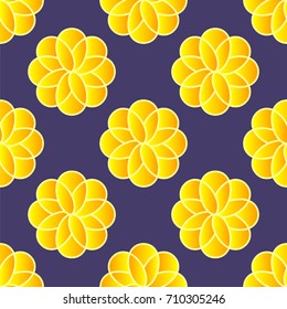 Yellow flower graphic on purple background. This seamless pattern can be used for textile, carpet, wallpaper, curtain, monitor wallpaper, banner and etc.