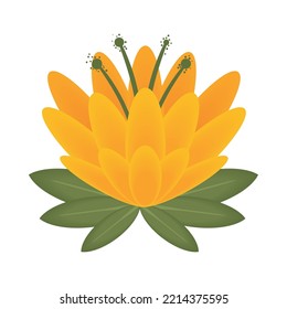 yellow flower icon flat isolated