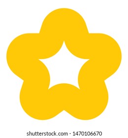 Yellow flower icon. Outline yellow flower vector icon for web design isolated on white background