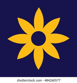 Yellow flower icon vector illustration. Blue background