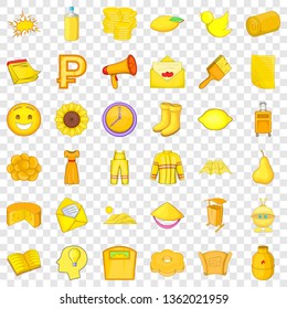 Yellow flower icons set. Cartoon style of 36 yellow flower vector icons for web for any design