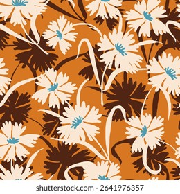 yellow flower illustration with shadow on orange background