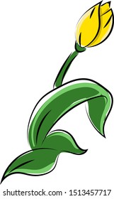 Yellow flower, illustration, vector on white background.