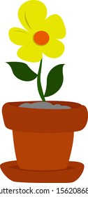 Yellow flower, illustration, vector on white background.