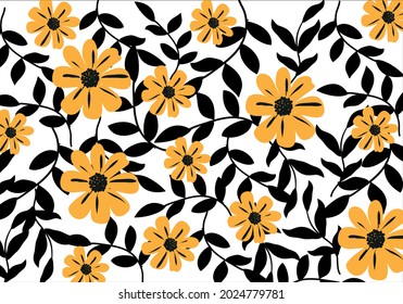 Yellow flower illustration vector pattern seamless