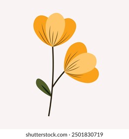 yellow flower with leaf vector illustration