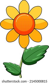 Yellow flower with leaves illustration