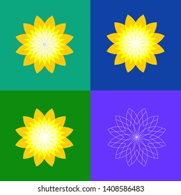 yellow flower and its lines vector design
