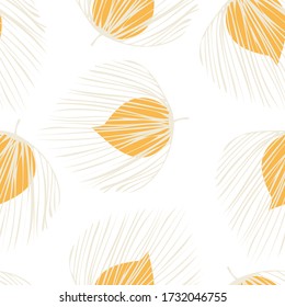 Yellow Flower Nature Vector Seamless Pattern. Floral Tree Backdrop. Abstract Leaf Illustration.