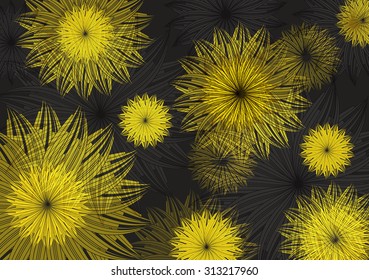 yellow flower on black Vector Background
