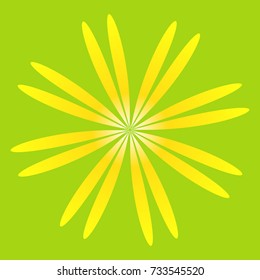 Yellow flower on green background, abstraction.