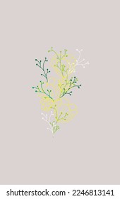Yellow flower on pink background. Floral design. plant decoration. leaves vector. herb pattern. spring background