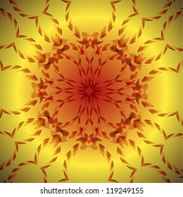Yellow flower on red background vector illustration.