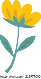 Yellow flower on a white background. Stylized vector flower in cartoon style. Illustration for congratulations on Valentine's Day, March 8, weddings, flower design.