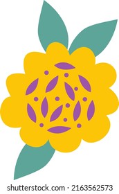 Yellow flower on a white background. Stylized vector flower in cartoon style. Illustration for congratulations on Valentine's Day, March 8, weddings, flower design.
