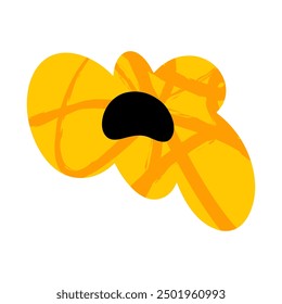 Yellow flower on white background. Trendy flat style. Hand drawn illustration.