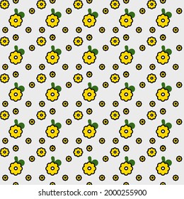 Yellow flower on white background.Seamless pattern.