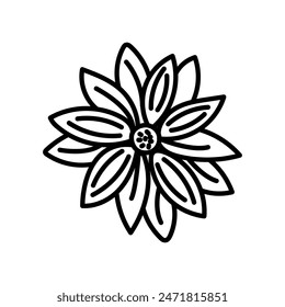 Yellow Flower Outline Icon, Vector illustration