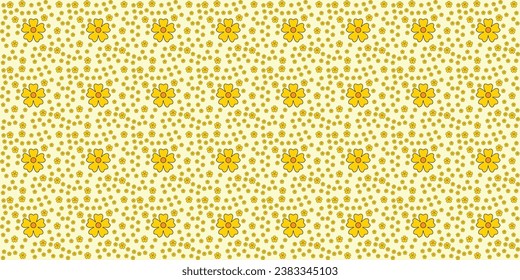 yellow flower pattern fabric pattern design (seamless endless)