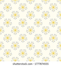 Yellow flower pattern with swirls for textile or background design