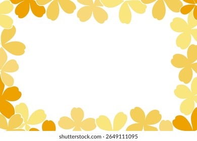 Ilustración vectorial de borde de pétalo de flor amarilla con diseño alegre brillante, lugar para un texto