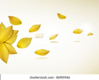 Yellow flower petals on a wind / Vector background - layout / can be used for image infographics