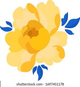 Yellow flower Pion isolated. Element of vector decorative design elements. Delicate flowers for a wedding card and celebration