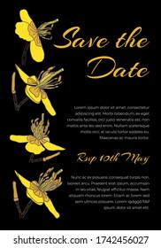 Yellow Flower Save the Date Hand Drawn Invitation Design