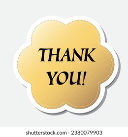 Yellow flower shape sticker with positive phrase, vector illustration