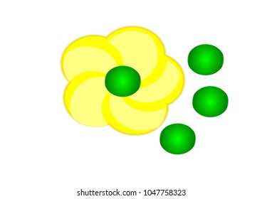 yellow flower Simple flower illustrator for kindergarten children in school education on a white background.