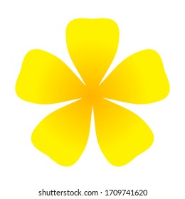 yellow flower single isolated on white background, petals flower yellow for clip art, illustration yellow flower for kids, simple flower for card decoration graphic,vector