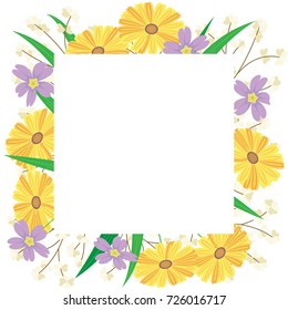 Yellow flower is the sky. The tulip is in the spring. Yellow flower is vector for seamless, pattern and background. Draw image and not trace or copy.