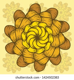 Yellow Flower With Spirograph Decorative Style