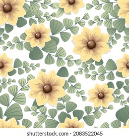 flor amarilla, girasol, planta de verano patrón sobre fondo blanco, elemento para tela e impresión
