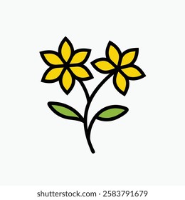 Yellow flower vector art on white background