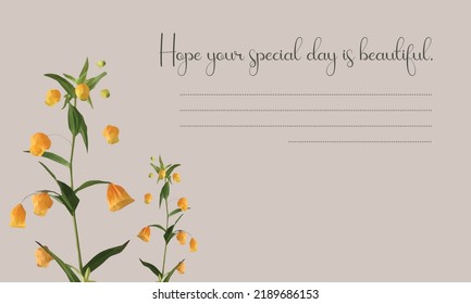 Plantilla de tarjeta vectorial de flores amarillas.