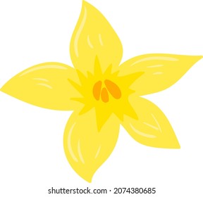 Yellow flower - vector illustration in cartoon style isolated on white background