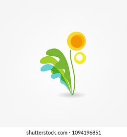 Yellow flower. Vector logo