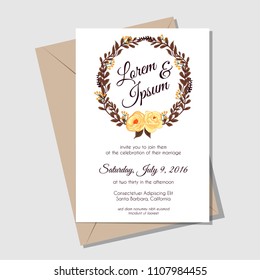 yellow flower vintage wedding invitation background