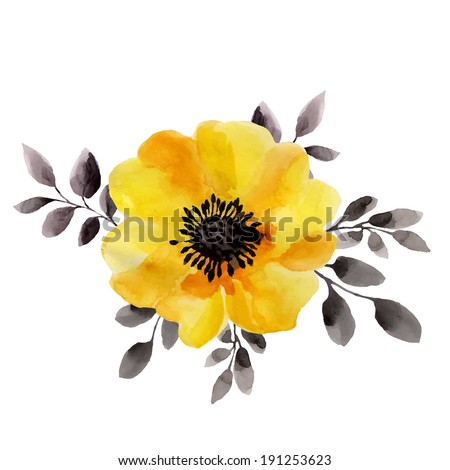 yellow flower, watercolor painting