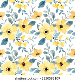 Yellow flower watercolor seamless pattern for background, fabric, textile, fashion, wallpaper, wedding, banner, sticker, decoration etc.