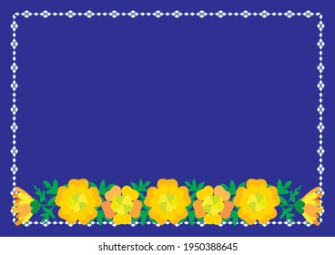Flores Amarillas, Línea Argyle, Fondo Azul Oscuro 